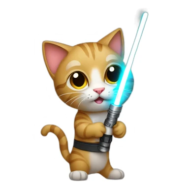 cat holding light saber sticker