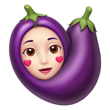 Heart face next too eggplant sticker
