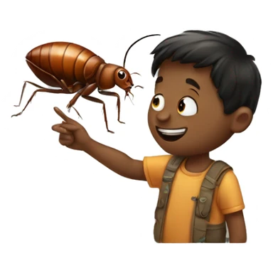  kid playing with cockroach sticker