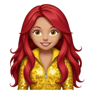 Jesy Nelson from Little Mix with long red hair, yellow sequin outfit sticker