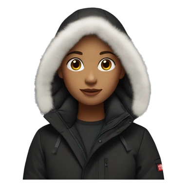 White burgundy haired Girl wearing black northface parka sticker
