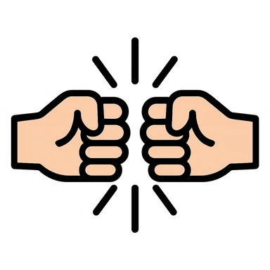 flat toon style two fists bumping together, bold lines sticker
