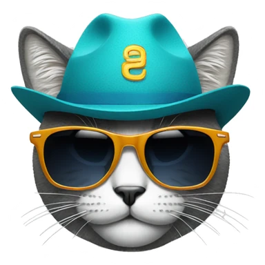 cool cat with sunglasses and hat sticker