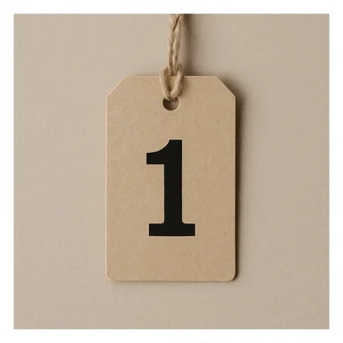 realistic simple tag with the number 1, neutral background sticker