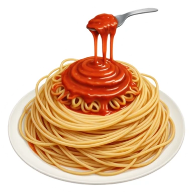pasta swirl of spaghetti all'assasina, no fork, sauce mixed into the spaghetti sticker