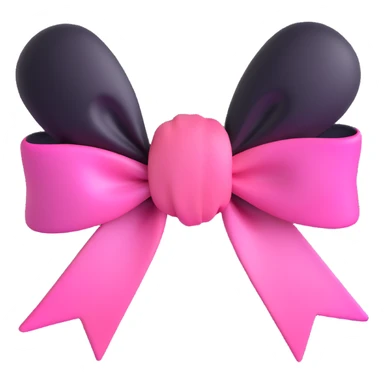 emoji style pink bow with gothic effect, pastel pink to black gradient,, remove background sticker