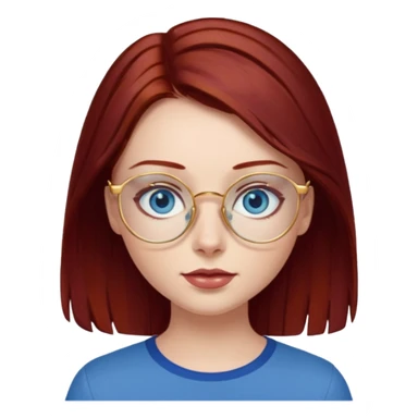 ragazza con capelli rosso mogano scuro e occhi azzurri con occhiali sottili dorati sticker