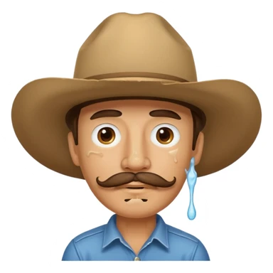 Cowboy with white cream all over face and dripping sticker