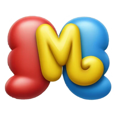 Blue m&m candy with letter M, Yellow, m&m candy with letter N, and Red m&m candy with letter M sticker