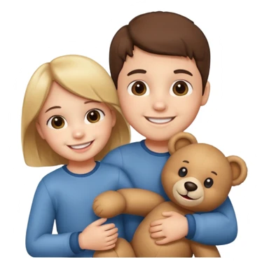 kids with teddy bear sticker