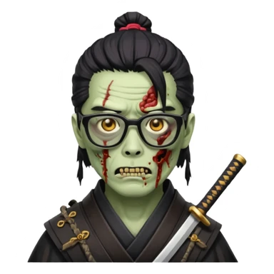 zombie samurai with black glasses sticker
