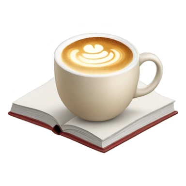 latte next to open book sticker