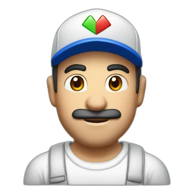 Homme blanc habillé avec la casquette de  Mario sticker