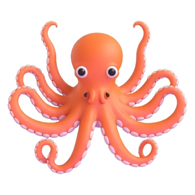 octopus floating in water viewed from underneath with arms spread out in every direction, mouth and underside visible, head facing away from viewer sticker