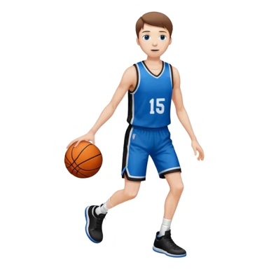 Tall, white, skinny, playing basketball, brown short hair, blue eyes, wearing black uniform
 sticker
