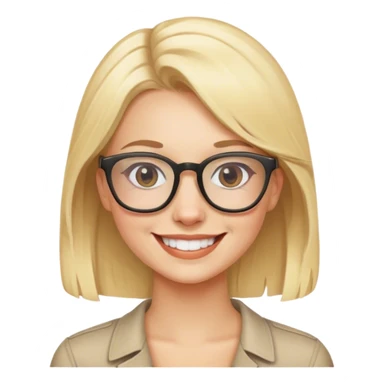 smiling blonde female with glasses sticker