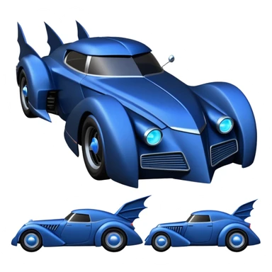  the animated series aerodynamic alien opulent dark knight futuristic concept Batmobile loosely based on 1936 cord 812(flat long straight faceted mechanical body) winged stealthy blue headlight covers street hot rod  sticker