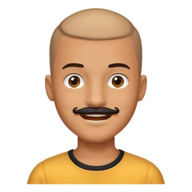 buzz cut boy with  blackmoustache sticker