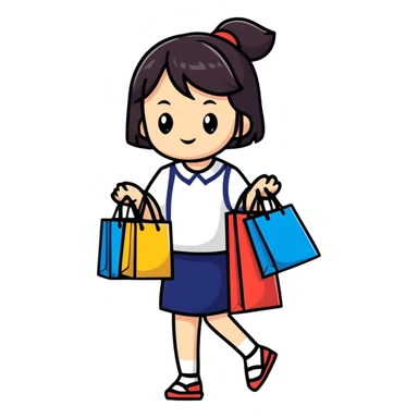 Fashionable Japanese girl with shopping bags sticker