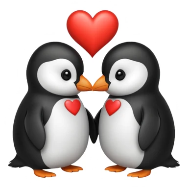 two penguins kissing with a heart above them sticker