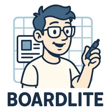 logo for an app called Boardlite, sleek and professional, blue and white color scheme, abstract board or grid motif, tech startup vibe sticker