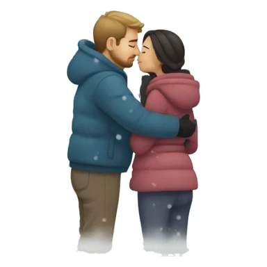 Couple kissing on the snow sticker