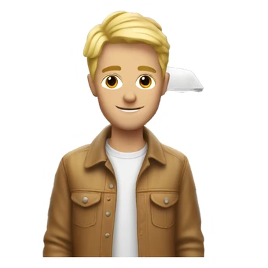 hip young blond man with orange VW campervan sticker