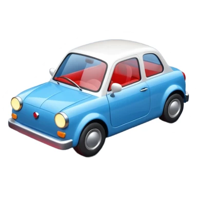 A simple 3D icon showing a road with a small blue car moving forward. The design uses blue, white, and black as main colors, with tiny red accents for the car lights. Clean, minimal, and easy to understand. sticker