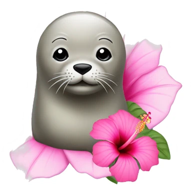Seal with pink hibiscus  sticker