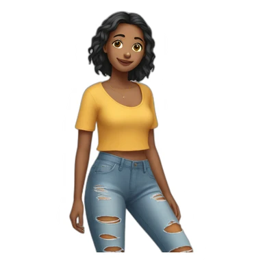 Girl in short kurti and ripped jeans  sticker