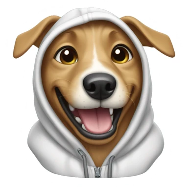 Dog laughing wearing a hoodie sticker
