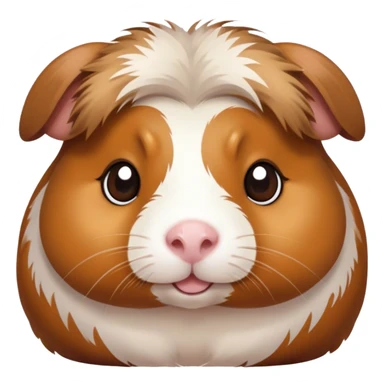 Cinematic Cute Brown and White Banded Guinea Pig Portrait Emoji, Head tilted playfully and inquisitively, showcasing a fluffy coat with playful brown and white banded patterns, round, sparkling dark eyes filled with curiosity, Simplified yet irresistibly adorable features, highly detailed, glowing with a warm, friendly glow, high shine, affectionate and spirited, stylized with a touch of whimsy, bright and endearing, soft glowing outline, capturing the essence of a mischievous yet loving guinea pig, so playful it feels like it could dash out of the screen and into your arms! sticker