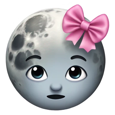 moon with pink bow on head  sticker