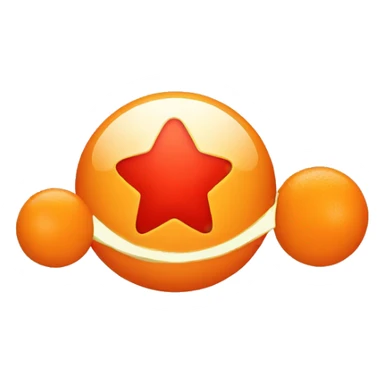 orange ball with 3 red stars inside it arranged in triangular shape sticker