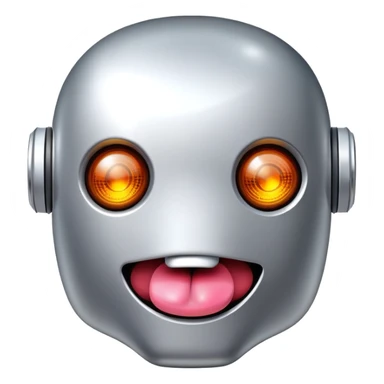 robot with tongue, playful expression sticker