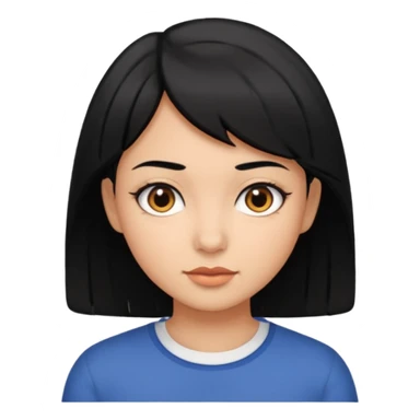 girl shortcut black hair ,medium skin ,color brown eyes sticker