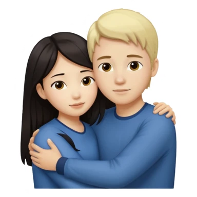 Asian girl hugging white boy sticker