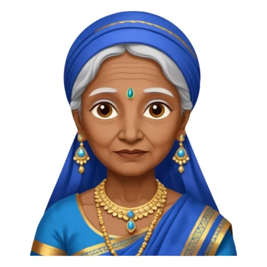 india traditional costume, old woman, blue sticker