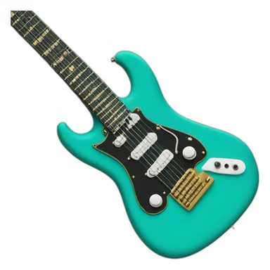Soolking brook ;black affro cut ;turquoise electric guitar;golden crown ;skeletal face sticker