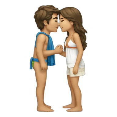 with beach clothes young metis man and white woman kiss love sticker