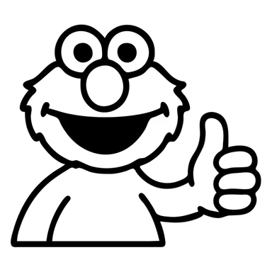 Elmo giving a thumbs up, outlined icon style sticker