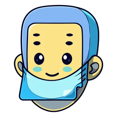 Face with one swollen cheek with square ice pack applied to it sticker