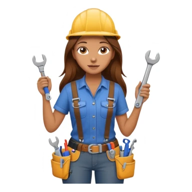 beautiful girl with long brown hair constructing new shower in bathroom sticker