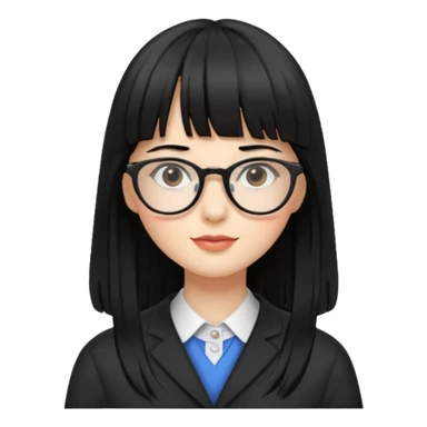 lecture girl with straight bangs fringe long black color hair  sticker