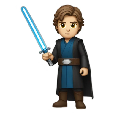 Anakin Skywalker with a blue lightsaber in his right hand and a scotch whiskey glass in his left hand sticker