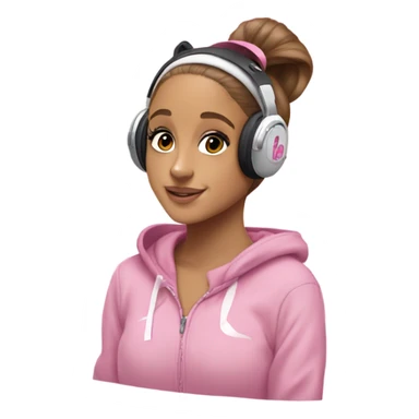 Ariana grande wearing headphones and pink 27C Nikes  sticker