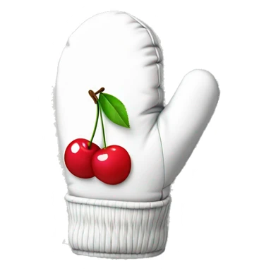 White mittens with cherry print sticker
