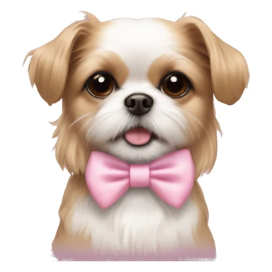 Light brown and white shih tzu mix chihuahua with pink bow sticker