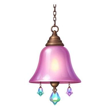 PInk iridescent Bell with chained hanging crystals LAMP sticker