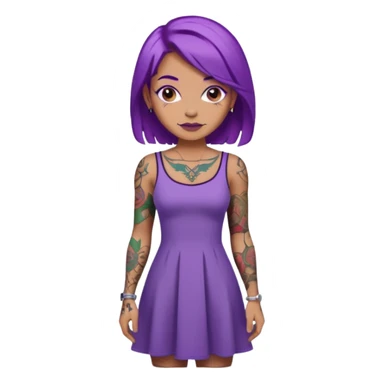 women with tatoos and hightlight that tatoos with purple hair and different color dresses sticker